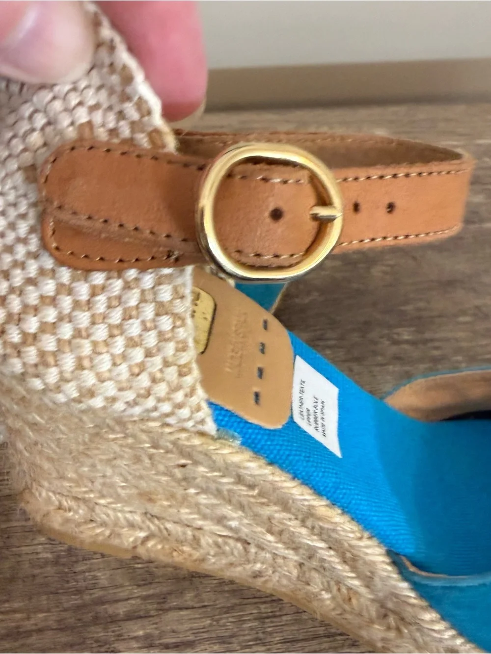 Kanna Wedge Espadrilles Blue Suede Women’s US Sz 6 Made in Spain Resort vacation